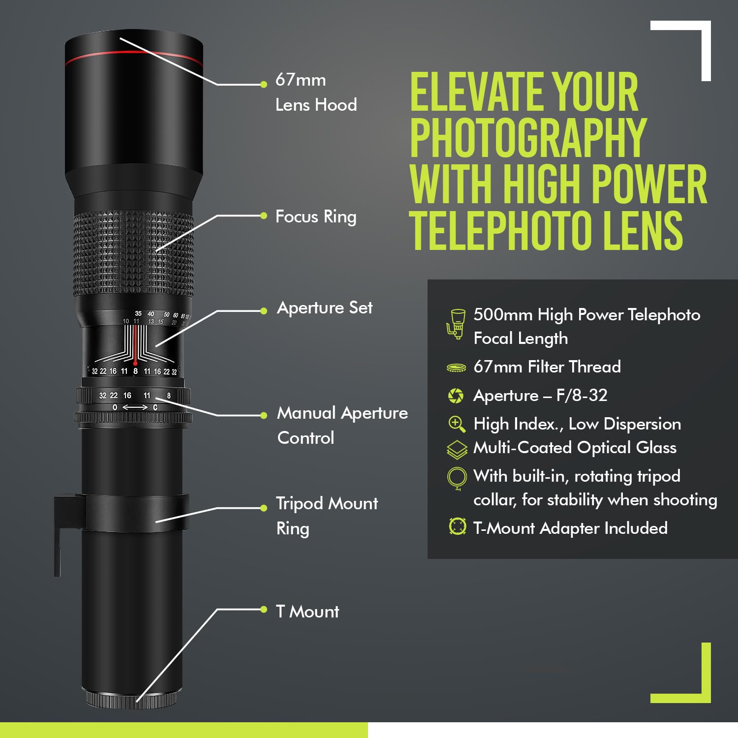 Objectif Télé TOSHIBA Tosner 200mm F/3,5 Pour Monture Olympus OM - Manuel, Occasion
