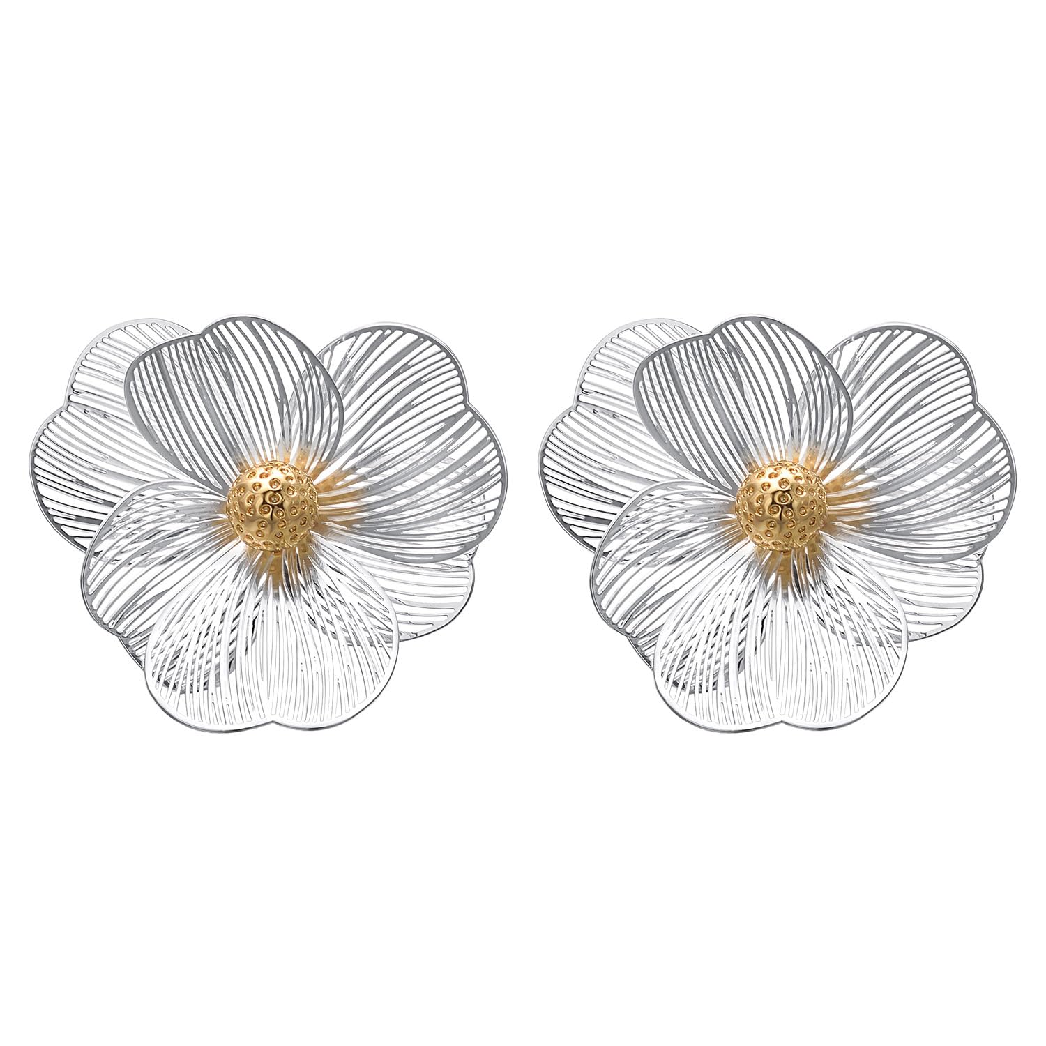 Vogem Blume Ohrringe für Damen - Perle Ohrstecker mit Schmetterling Flügel, 18k Vergoldet und Weißvergoldet Schmuck