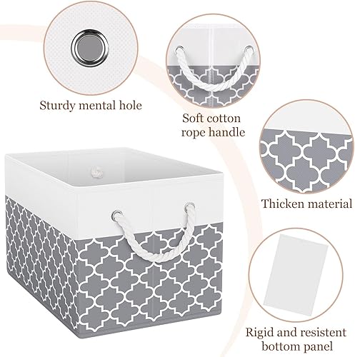 Vista 70 de Fab totes Contenedores de almacenamiento [paquete de 3], cestas de almacenamiento plegables para organizar juguetes, libros, estantes, armario, caja