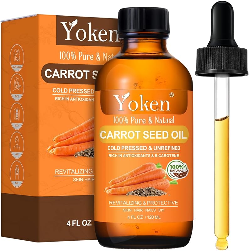 Óleo de semente de cenoura Yoken 120 mL, prensado a frio e não refinado