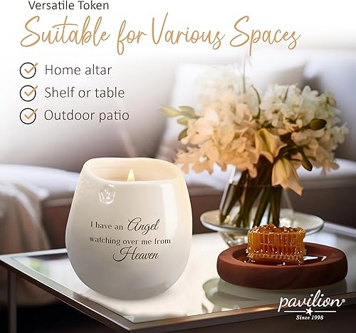 Miniatura 3 de Pavilion - Vela de cerámica llena de soja de 8 onzas con texto en inglés "I Have an Angel Watching Over Me from Heaven"