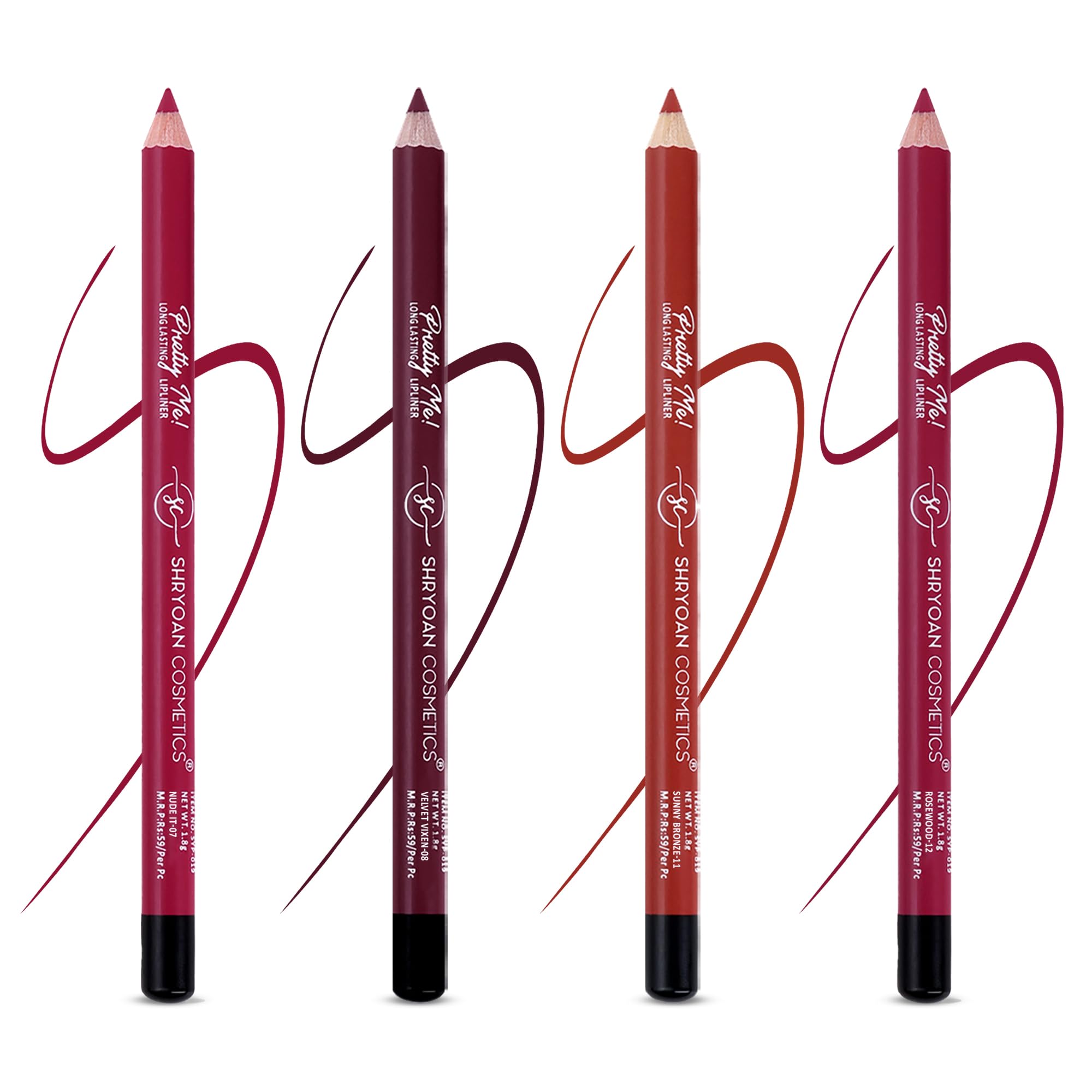 Shryoan Pretty Me Bold Lipliner & Eye Liner Pencil | Waterproof & Smudge Proof | Long-lasting Lip Liner | Matte Finish Lip Pencil | Non-drying Formula (Set of 4 (Shade 03), Set of 4 (Shade 03))-image-23