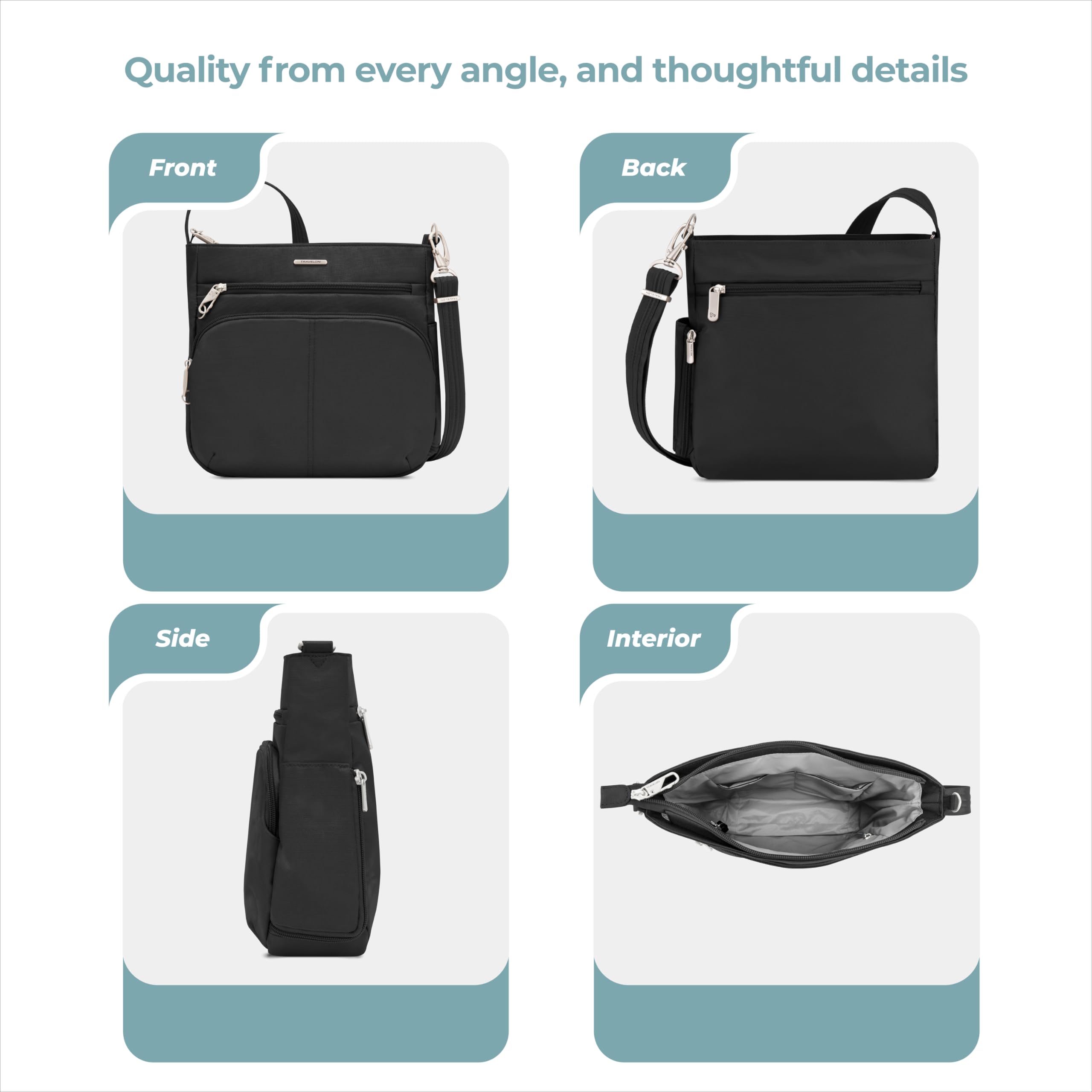 Bandolera antirrobo Classic N/S, color negro, Negro -, Classic 5