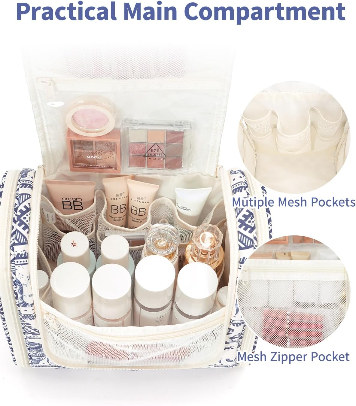 Narwey Large Hanging Travel Toiletry Bag for Women, Makeup Cosmetic Bag image 3