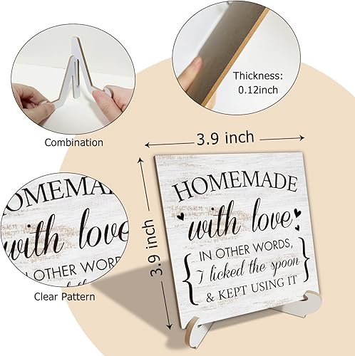 Miniatura 2 de Divertido letrero de mesa de madera para cocina, decoración de escritorio de regalo, rústico, hecho en casa con letrero de amor, placa para el