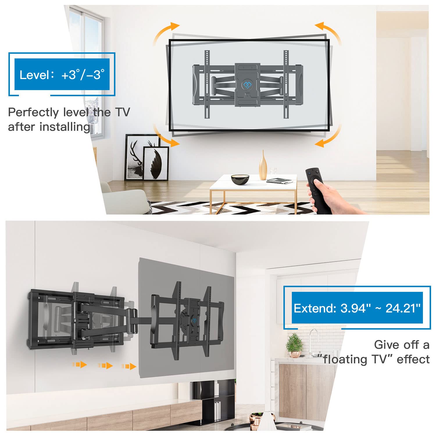 PERLESMITH TV Wall Mount for 37-85 inch Large TVs, Sliding Design for ...