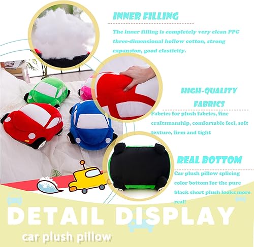 Miniatura 3 de CHELEI2019 Animal de peluche de coche de 12.6 pulgadas, lindo juguete de almohada de felpa en forma de auto, regalos para niñas, niños, rosa