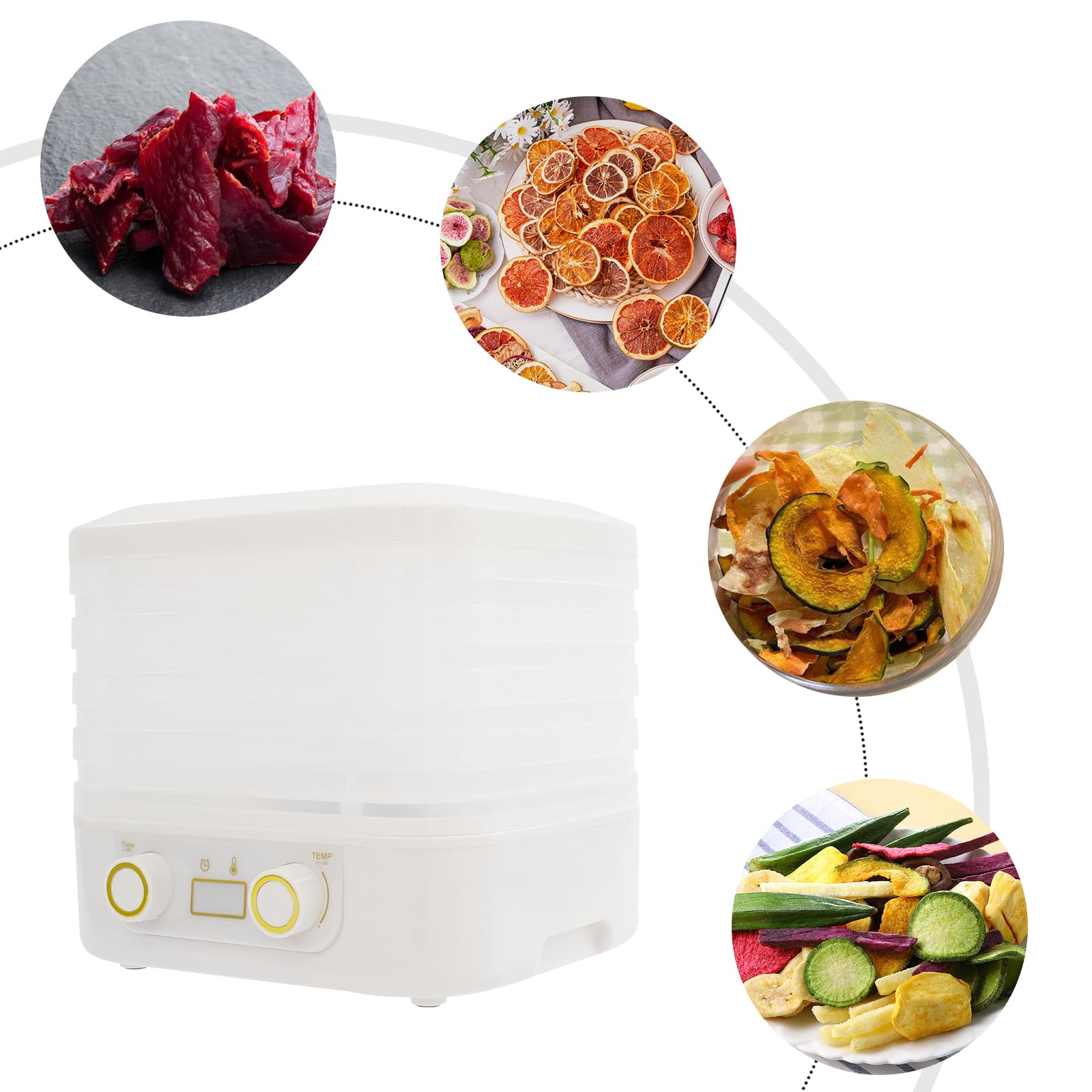 Essiccatore con indicatore LED, essiccatore per alimenti con timer digitale da 1-48 ore e controllo della temperatura, essiccatore alimentare per jerky, frutta, erbe, snack per cani