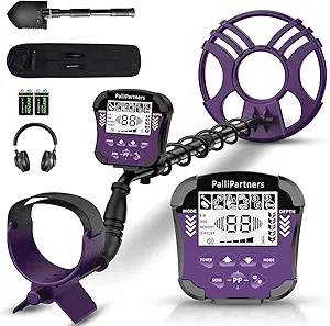 Metal Detector for Adults Waterproof-Professional Higher Accuracy Gold Detector with LCD Display,5 Mode,Advanced DSP Chip 12" Coil(Purple)