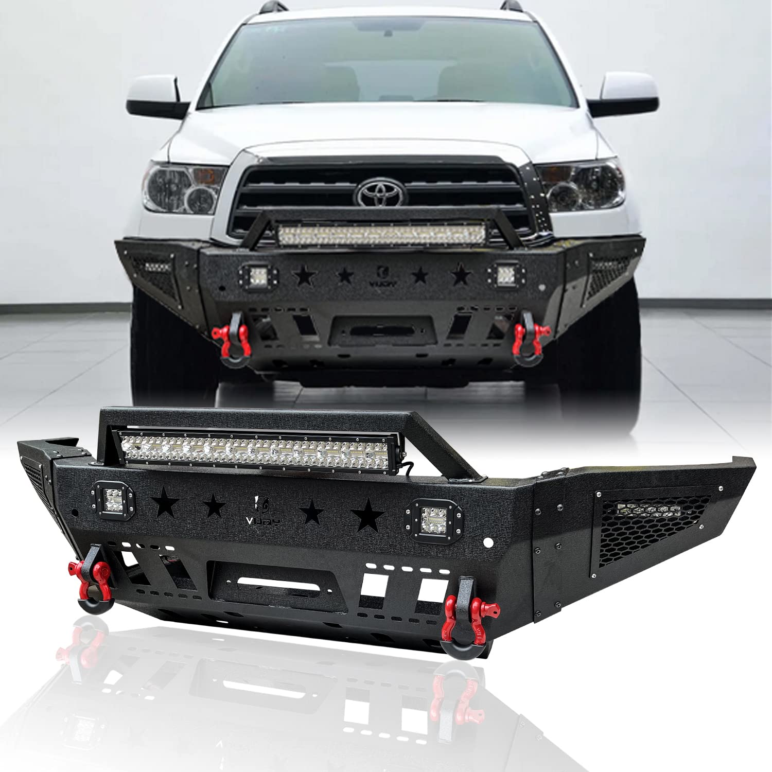 Amazon.com: TIOYAR Sequoia Front Bumper Steel Textured Black w/Winch ...