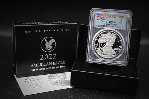 Miniatura 5 de 2022 W 1 oz Proof American Silver Eagle PR-70 Deep Cameo (PR70DCAM - First Strike - Etiqueta de bandera) $1 PCGS Mint State
