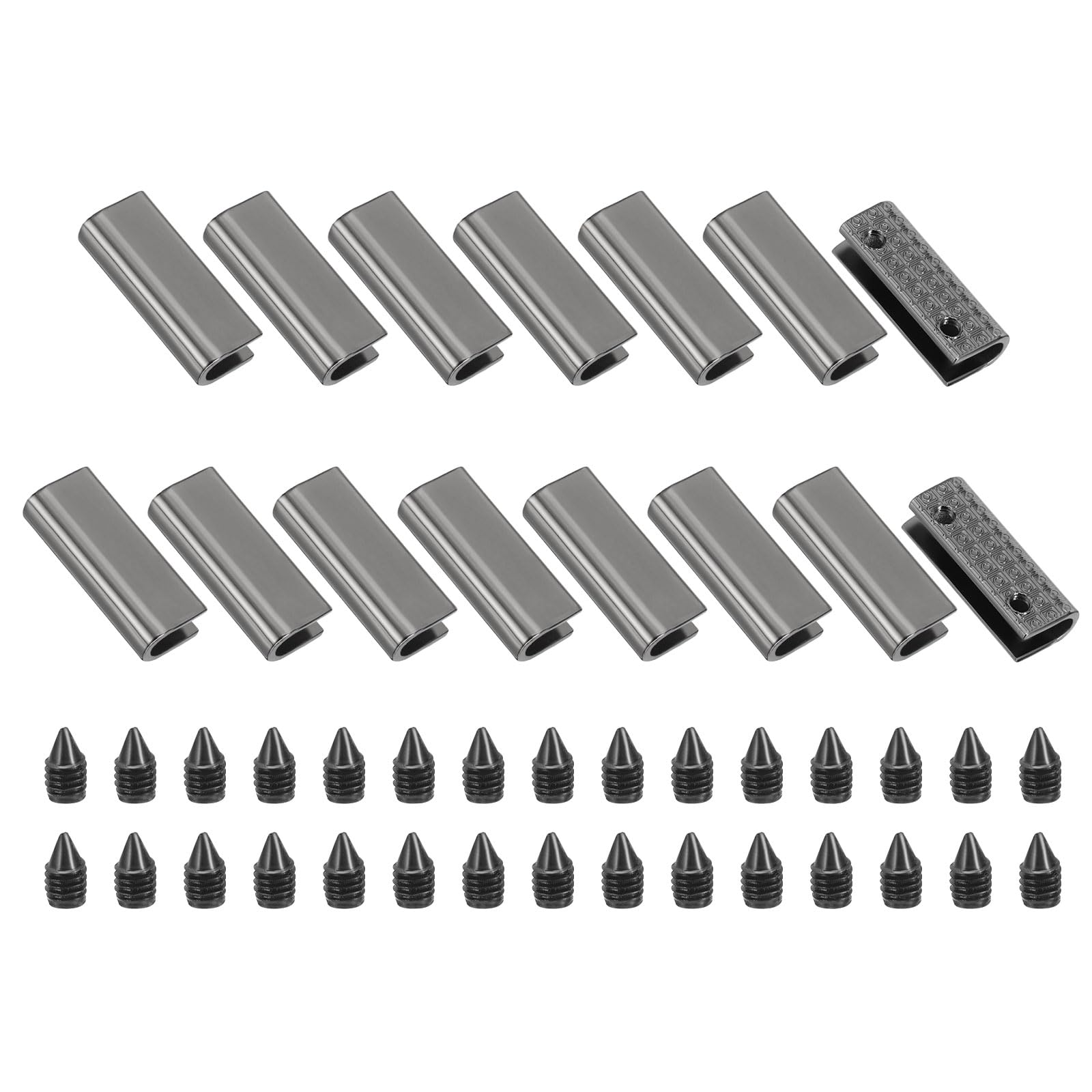 sourcing map 15Pcs Metal Belt Buckle End Tips with Screws, Black Zinc Alloy Purse Hardware Belt Tip 0.3" Wide 0.75" L Rectangle Zipper End Cap for DIY Crafts Bag Making Belt Clip Clasps