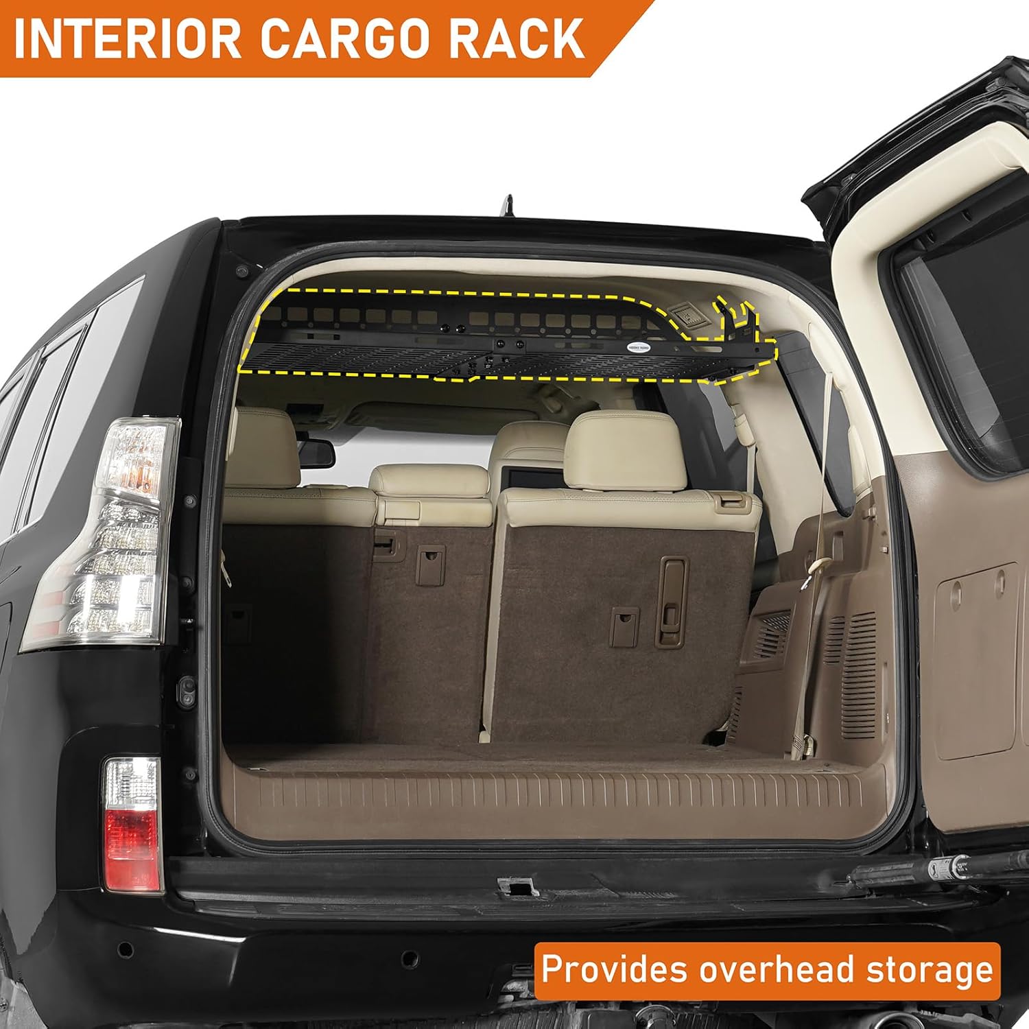 Hooke Road GX460 Cargo Rack Storage MOLLE Panel for 2010-2023 Lexus GX460, Cargo Shelf Trunk Organizer for Camping Trip Gear