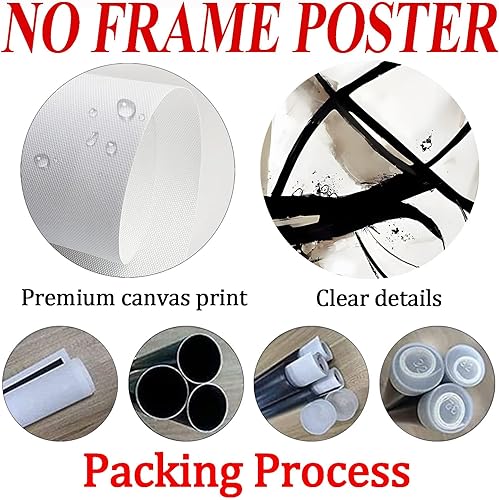 Miniatura 10 de Lienzo abstracto beige para pared, arte bohemio de mediados de siglo, impresiones artísticas de líneas de arte beige y blanco, lienzo abstracto