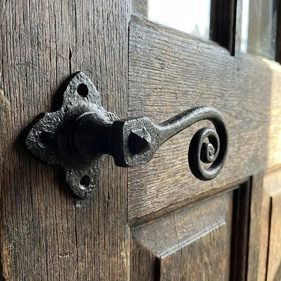 Ironmongery Solutions® Curly Tail Lever on Square Rose 2 Inch Satin Stainless Steel Internal Door Handle Set Traditional Scroll Design Fixings Included