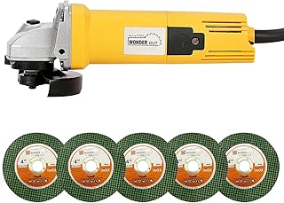 WONDERCUT Angle Grinder WC-AG-801-Y, 850W Heavy Duty, Copper Armature, Disc Dia 4-Inch/100mm, 11000 RPM with 5Pcs Cutting Wheel and Guard