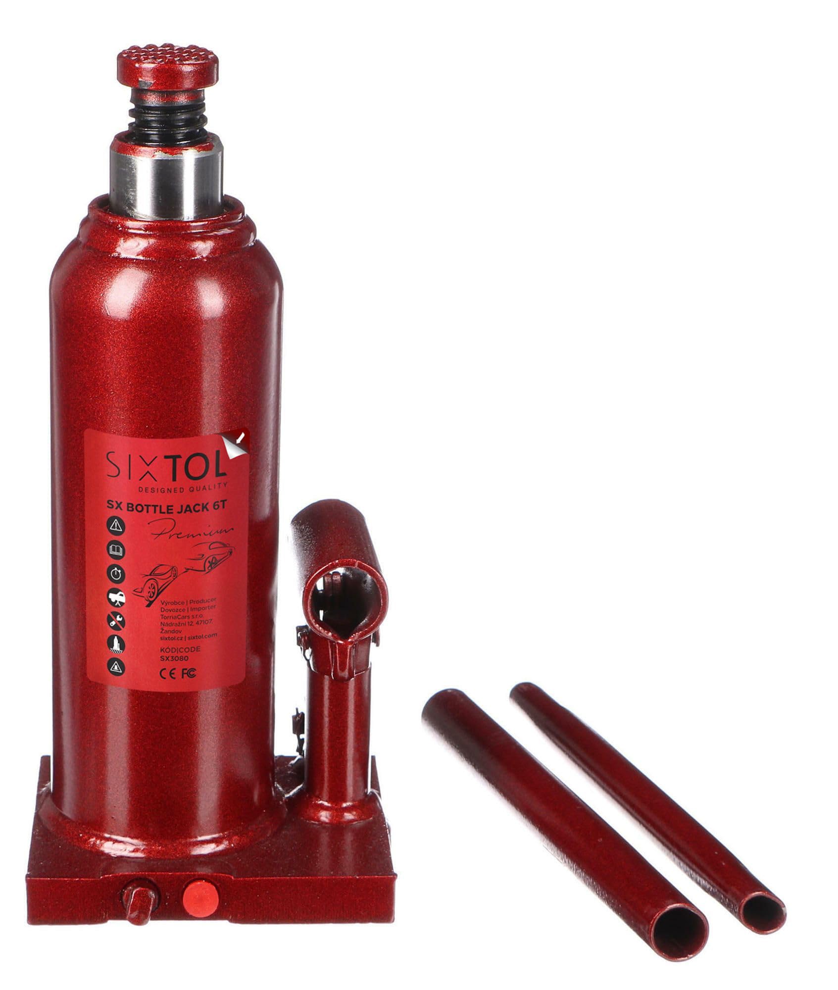 SX Bottle Jack Premium 6T | Gato hidráulico Tipo Botella | Capacidad de Carga 6 toneladas | Altura Ajustable 21,5–43,5 cm | Construcción soldada