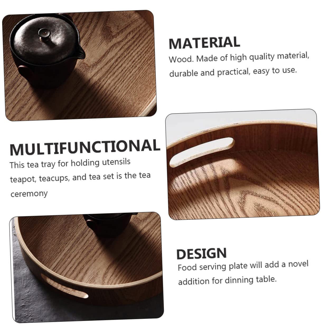 Garneck Wooden Serving Platter Lid Fruit Trays Display Tray Countertop Snack Organizer