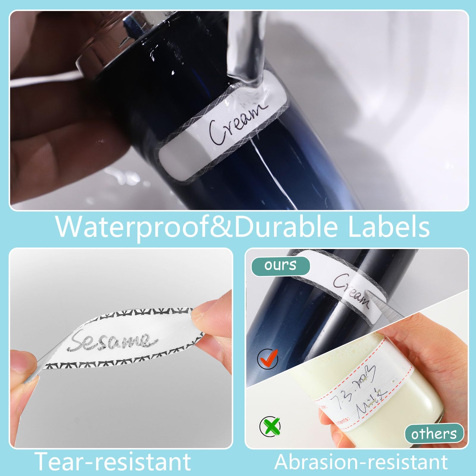480 Baby Bottle Labels for Daycare, Waterproof Self-Laminating,Black/White view 4
