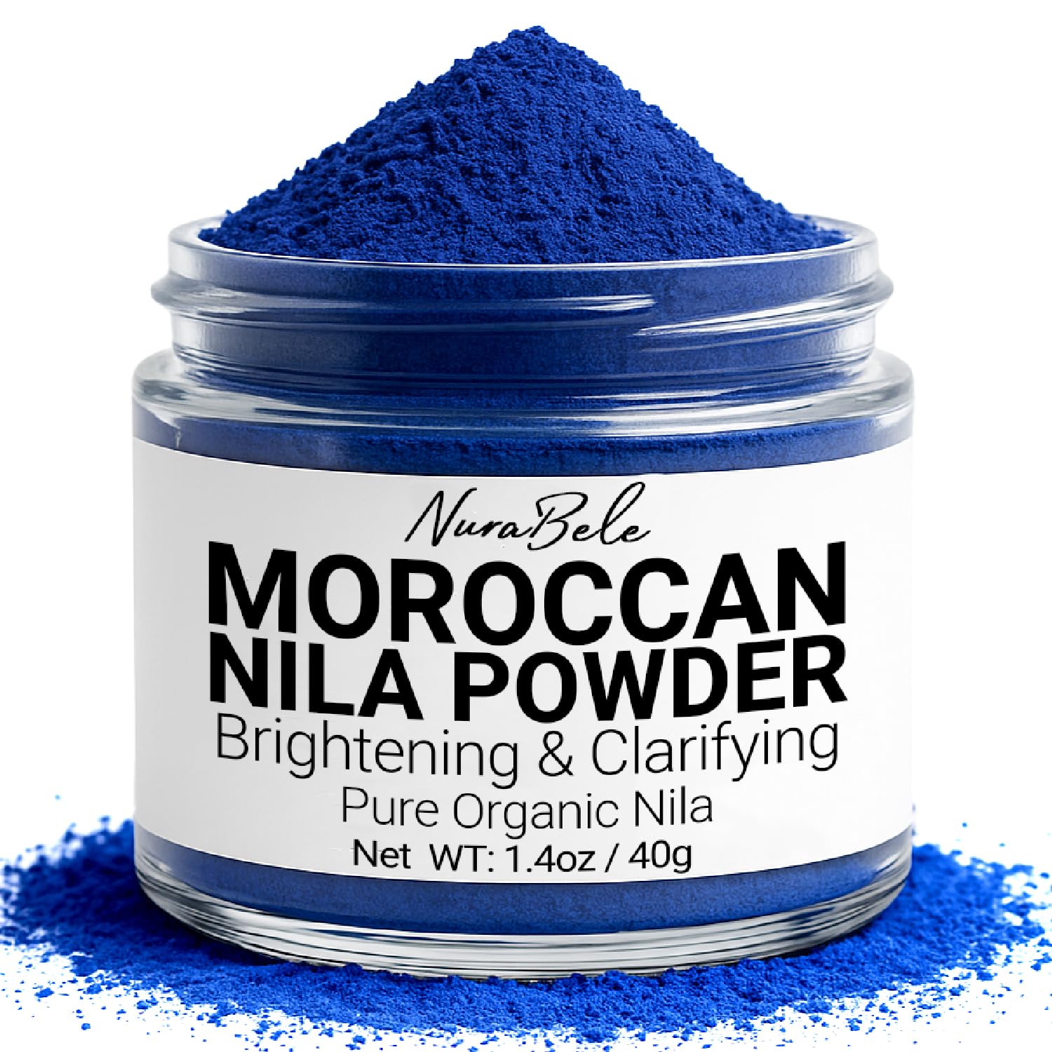 Authentic Moroccan Nila Powder - 40g of Pure Blue Nila Powder - Natural Skin Brightening for Face, Body & Hair