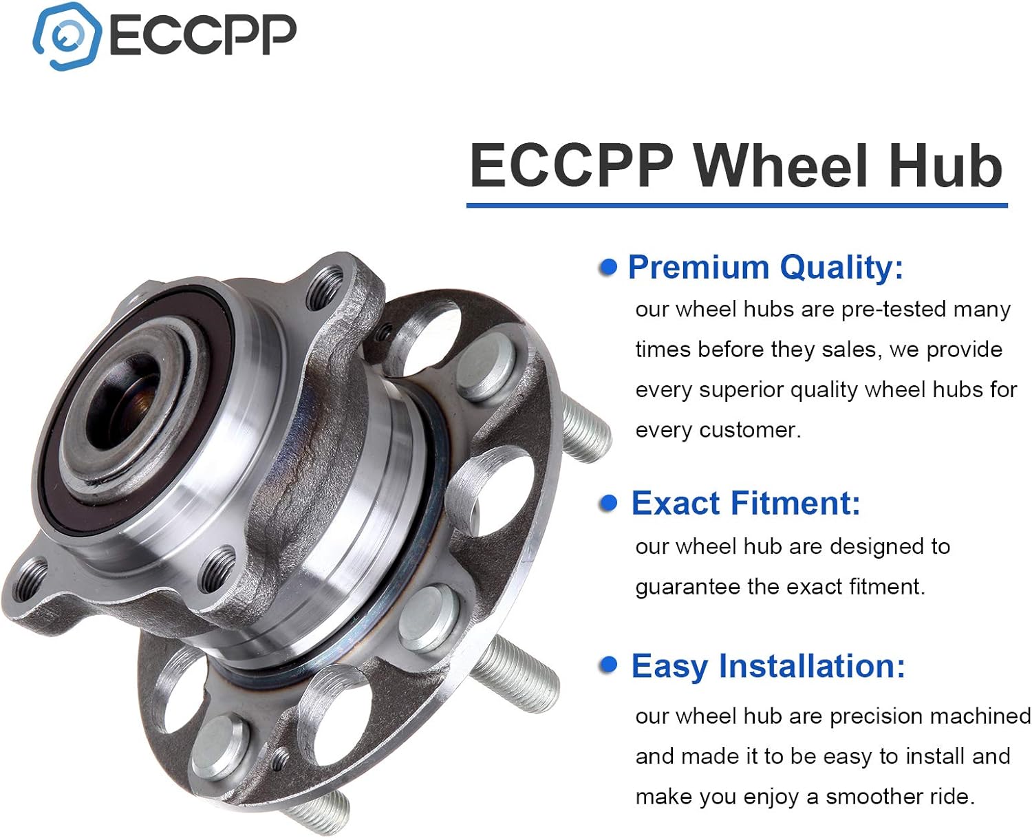 ECCPP Replacement for Pair of 2 Rear Wheel Hub Bearing Assembly 5 Lugs w/ABS for 2005-2007 Honda Accord Hybrid 512327 x2