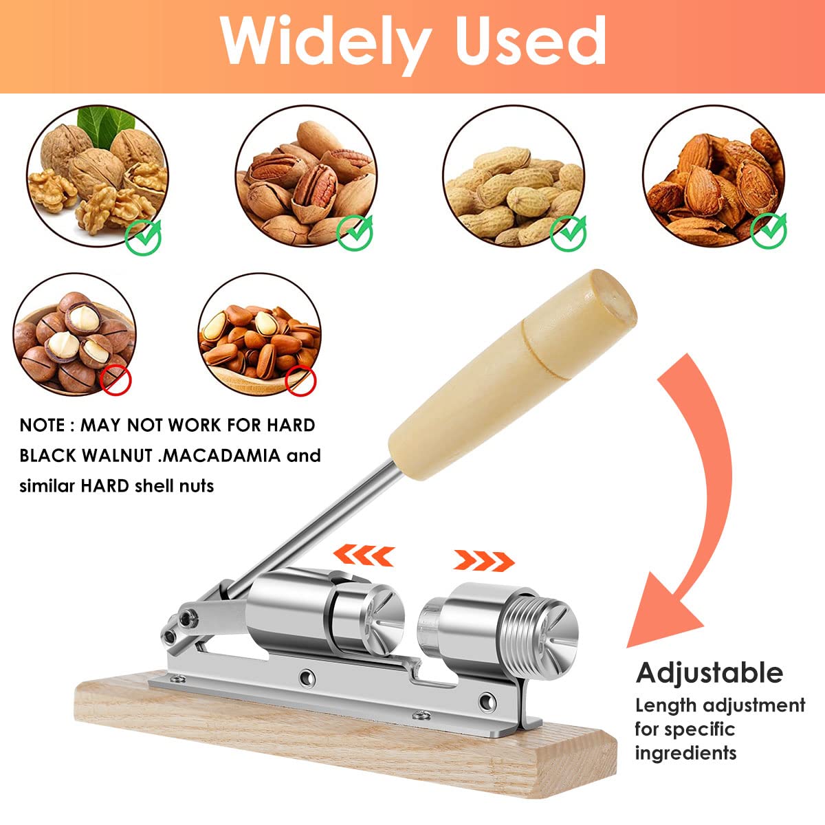 Heavy Duty Walnut Cracker With Non-Slip Handle - Includes 2 Forks, Funnel Design For Pecans, Walnuts, Almonds & More - View #2
