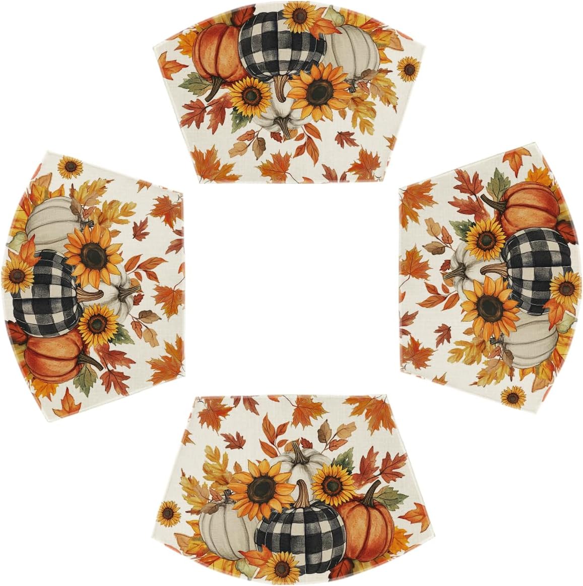 Artoid Mode Sunflowers Leaves Fall Wedge Placemats Set of 4-12 x 18 Inch