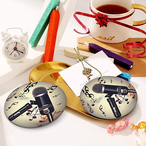 Miniatura 4 de Adorno de Navidad de cerámica personalizado de porcelana blanca, para decoraciones festivas micrófono con nota musical