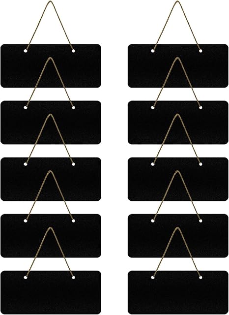 Rayong Small Blackboard Reusable 10Pcs Mini Chalkboard Mini Chalkboard Signs Hanging Wood Blackboard Sign for Home Office Restaurants Weddings Birthday Parties, 18 x 8 cm