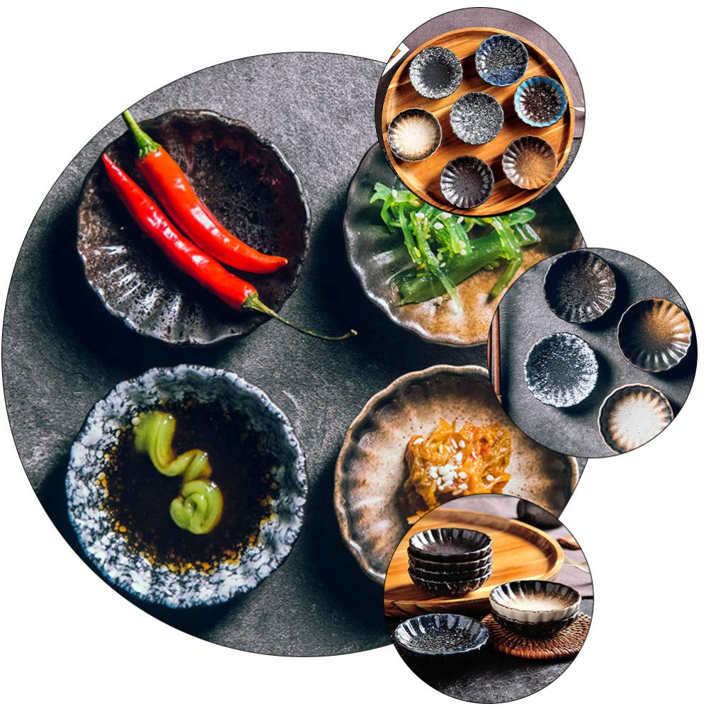 Plat à Trempette en Céramique Japonaise 5pcs, Motif Créatif Unique