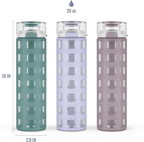 Miniatura 3 de Ello Syndicate Botella de agua de vidrio sin BPA con tapa a presión, 20 onzas