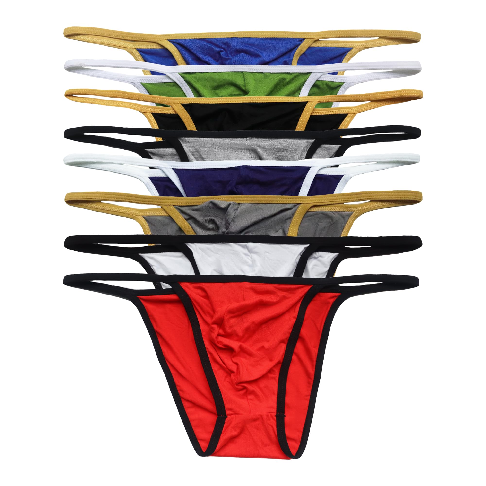 QiaTi Ropa Interior de Tanga para Hombre Sexy G-String Calzoncillos de Tiro bajo Traje de baño Bikini Jockstrap Paquete de 4