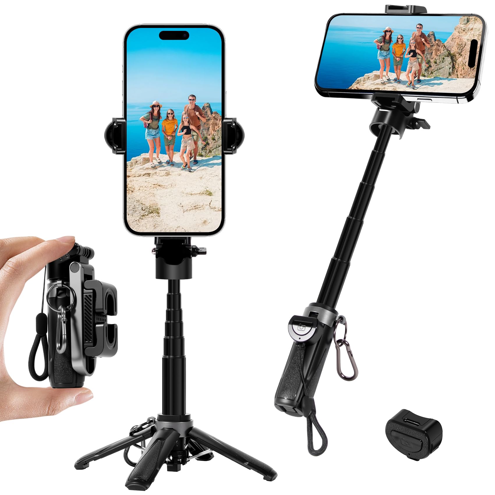 Trépied portable rétractable avec double lumière et télécommande pour des vidéos stables - 8