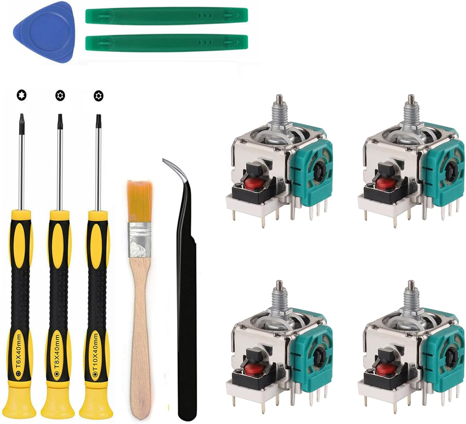 4pcs Replacement Joystick Compatible with Xbox One Elite Series 2 Controllers, Drift Fixing Parts Thumb Sticks Analog Repair Tools Kit with T6 T8 T10 Screwdriver