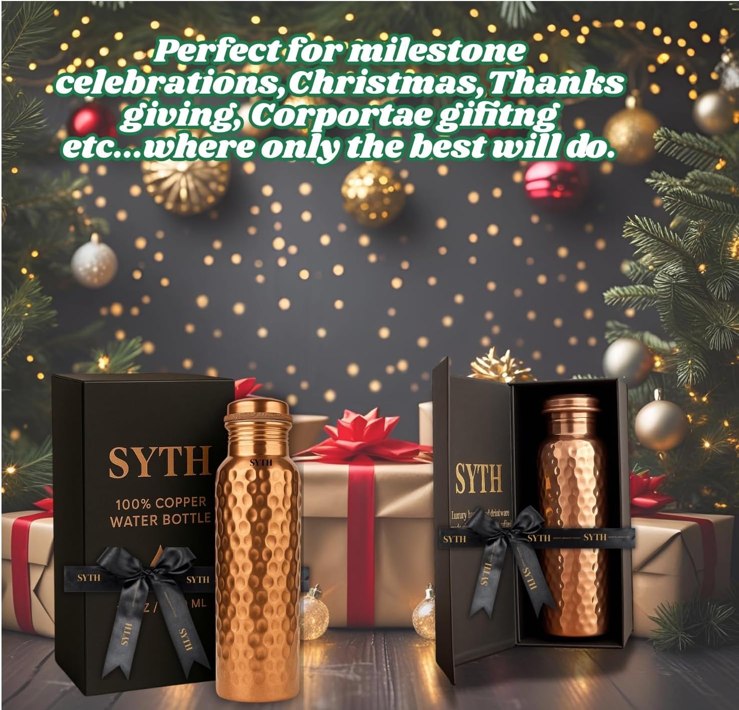 SYTH Luxury 100% Pure Copper Water Bottle - 34 OZ – |BPA Free| Ayurvedic Copper Drinking Bottle for Women and Men – | Lab-Tested, Heavy Duty & Leak-Proof | Copper Vessel (Luxury Gift Box Included) - Image 7