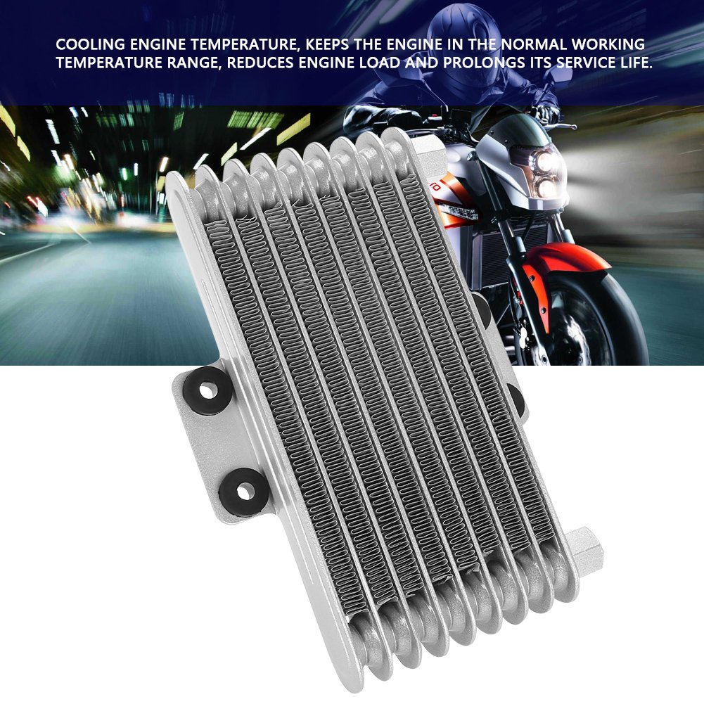 KIMISS Ölkühler, Aluminium 125ml Motorölkühler Kühler für Dirt Bike ATV(Silber)