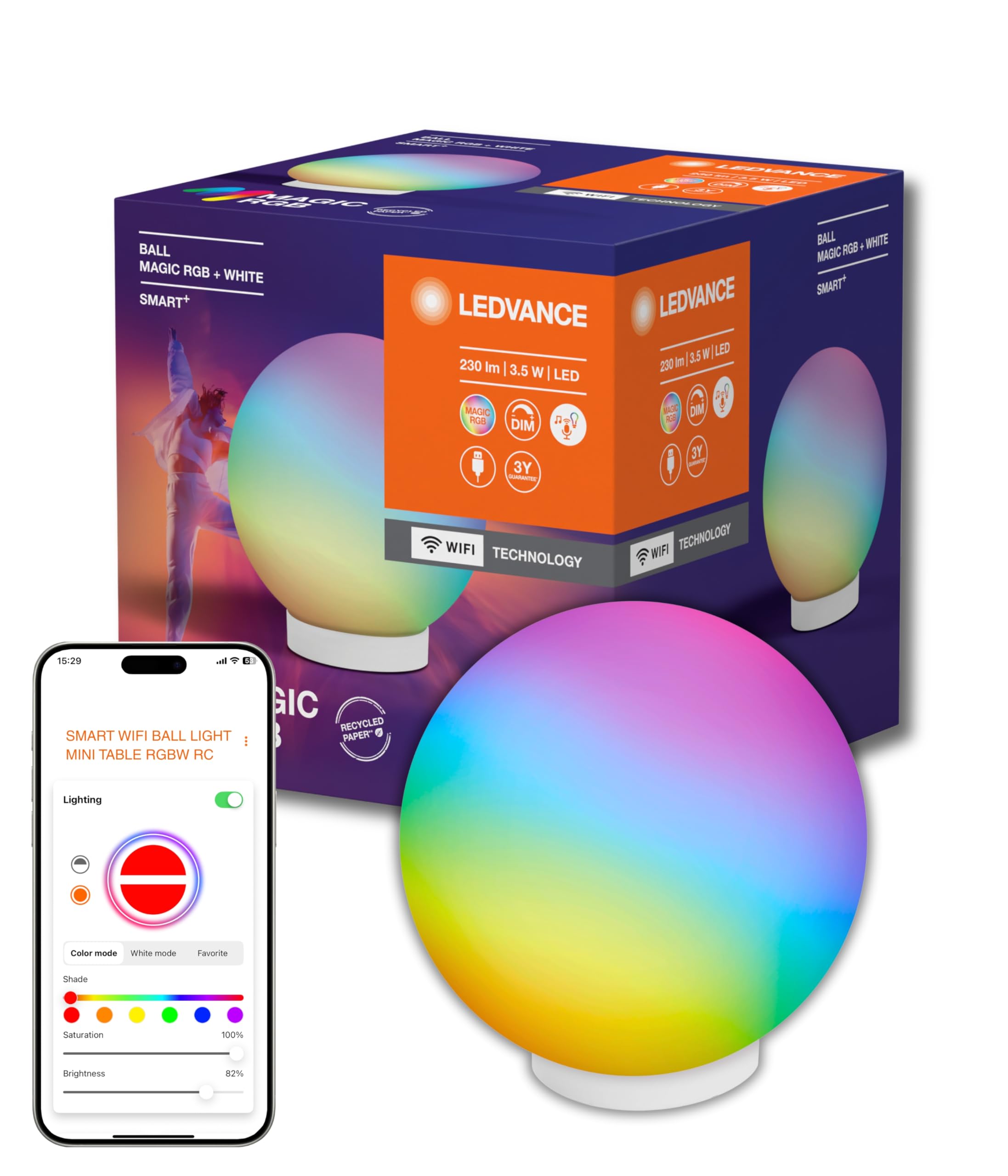 LEDVANCE Smart WiFi Ball MGC RGBW USB LEDV, White