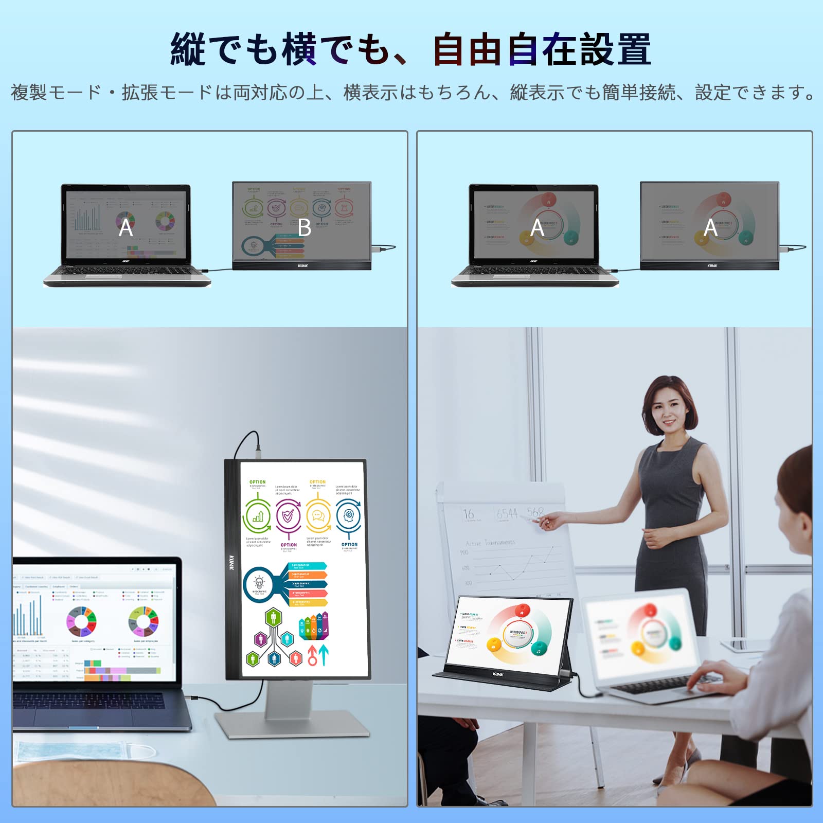 Amazon.co.jp: モバイルモニター モバイルディスプレイ KUMK タッチ 