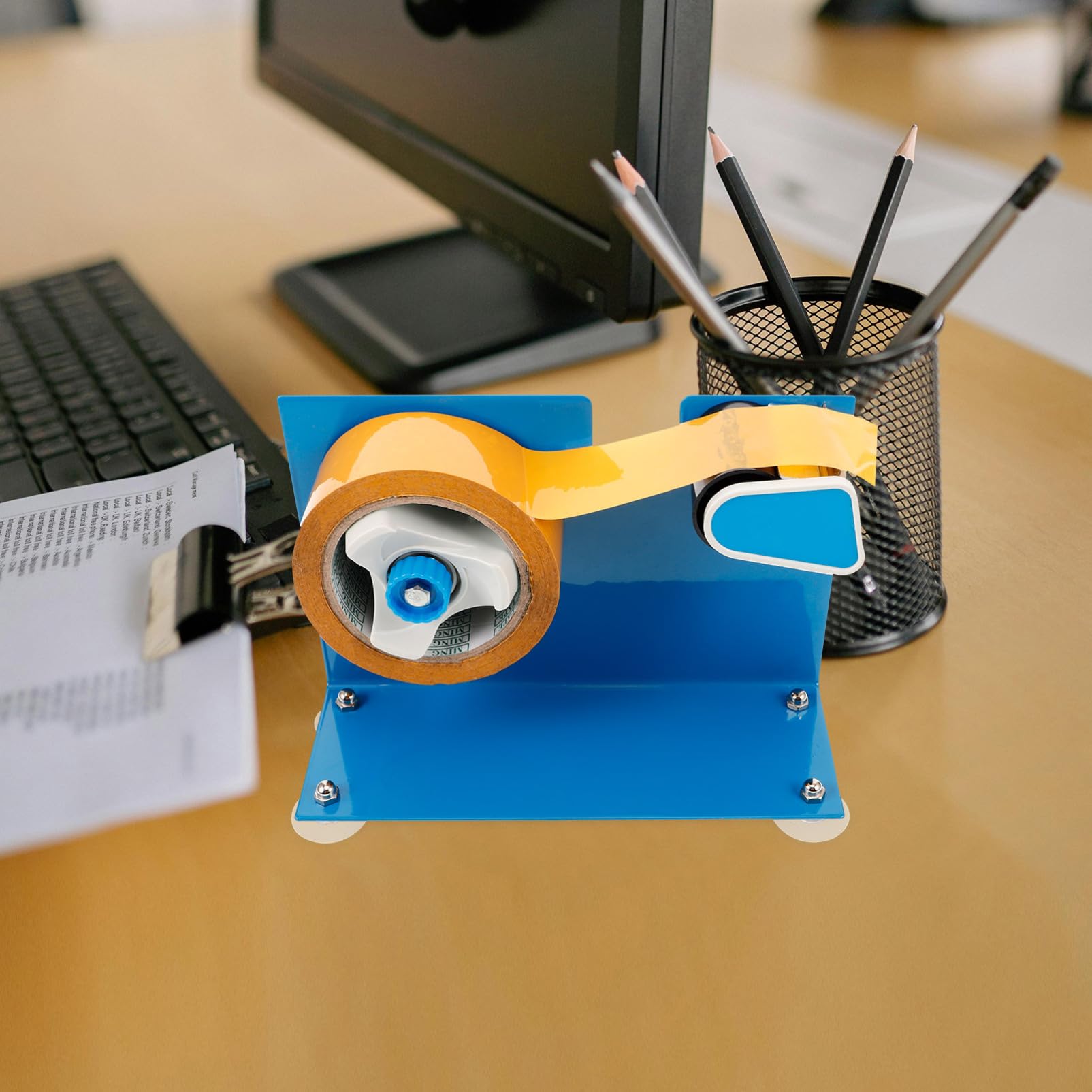 NUOBESTY Distributore Automatico di Nastro Adesivo da Tavolo con Supporto per Nastro Adesivo Seghettato Largo 5 Cm Compatibilità