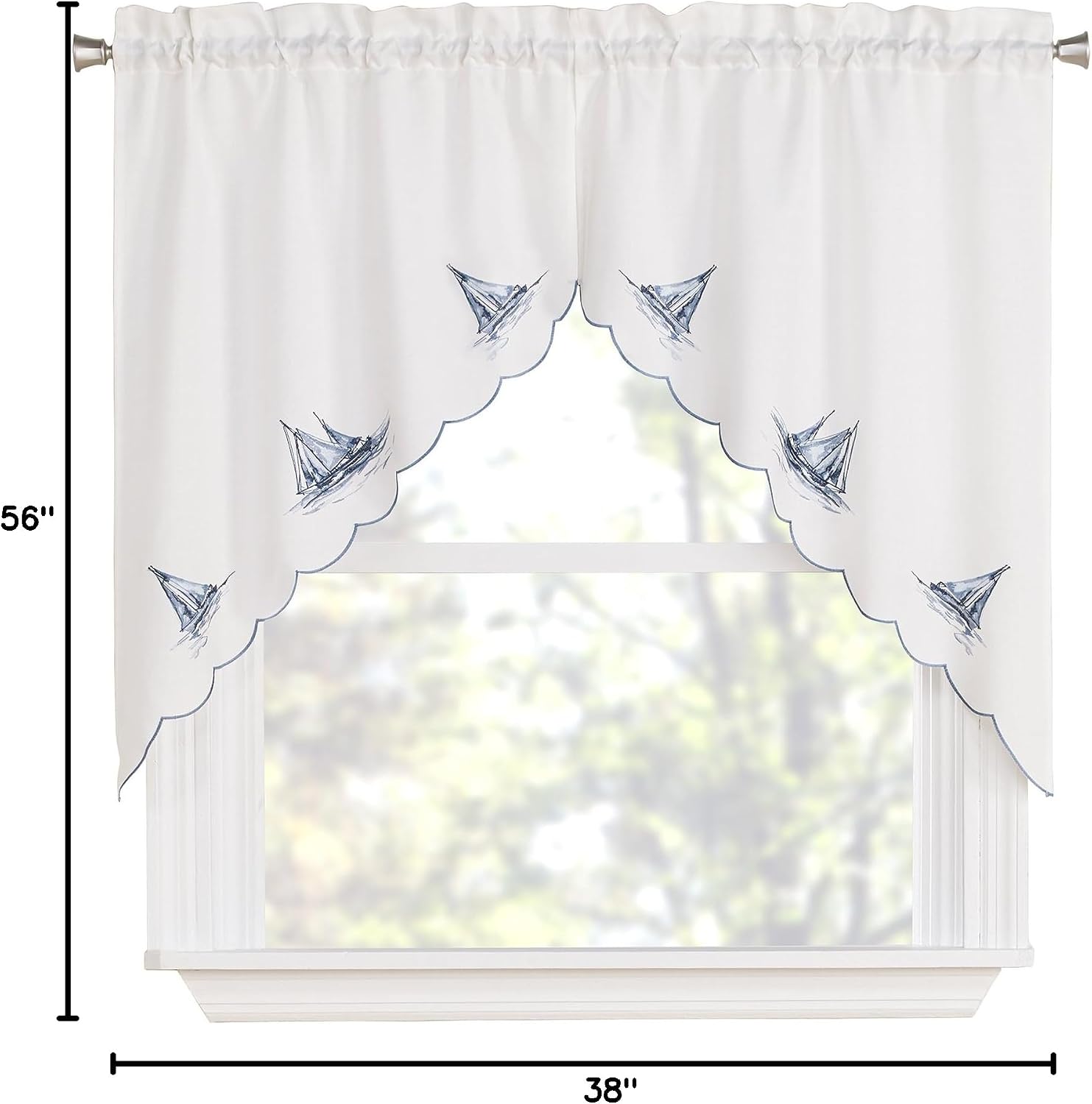 Renaissance Home Fashion Sailboat Swag Pair, Blue 56.00" x 38.00"