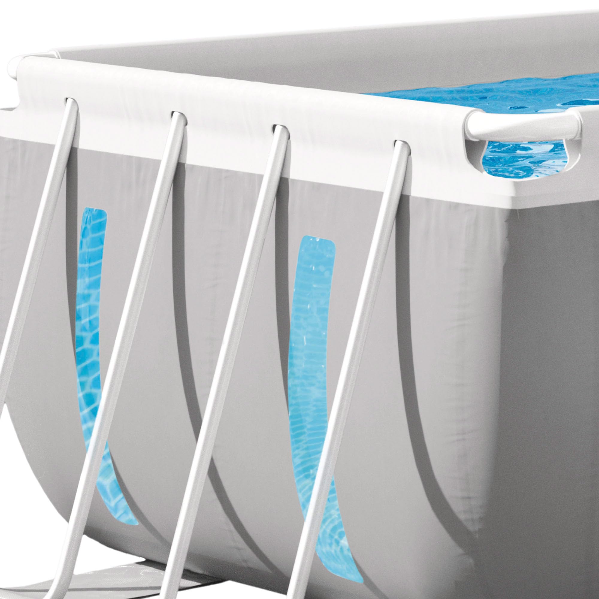 INTEX Piscina Desmontable Rectangular, Modelo Prism Frame Premium, 400x200x122 cm, Material Triple Capa, Capacidad 8.418 L, Ventanas Laterales, Tapiz, Cobertor, Depuradora, Escalera (56029)