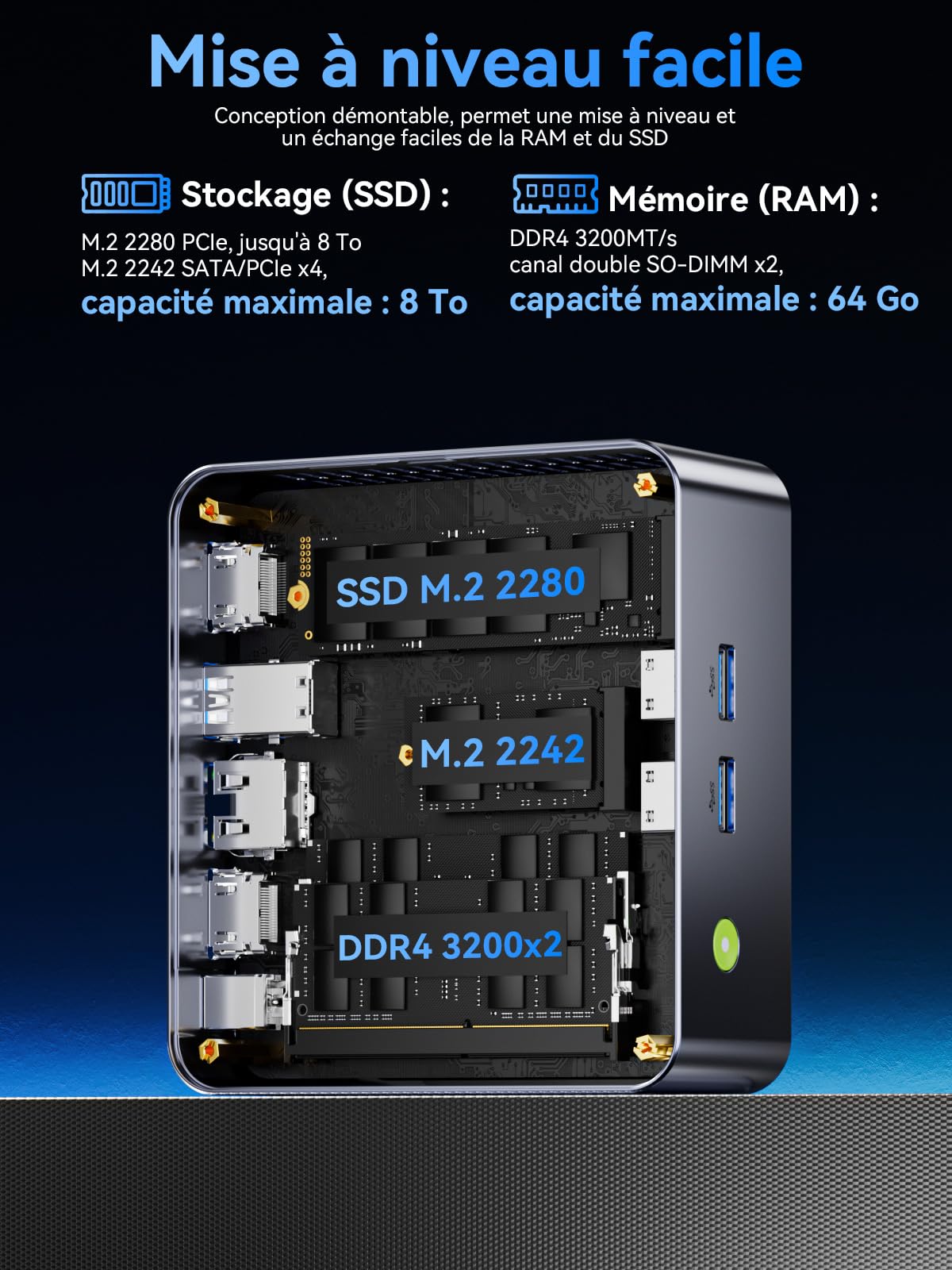 GMKtec M3 Ultra Mini PC con Intel Core i7 12700H (14C/20T 4,7 GHz), 32