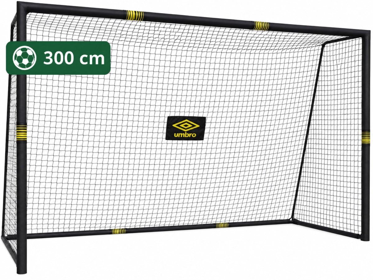Umbro Bramka Do Piłki Nożnej 300 X 200 X 120 Cm – Bramka Do Piłki Nożnej Do Ogrodu, Dla Dzieci I Dorosłych – Akcesoria Treningowe Do Użytku Wewnątrz I Na Zewnątrz – Metalowa, Czarny/Żółty