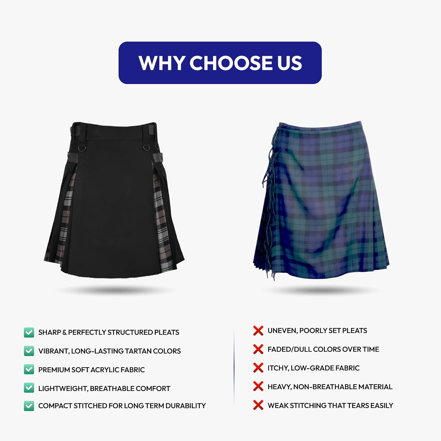 Men Modern Hybrid Tartan Kilt with Cargo Pocket - Image 4