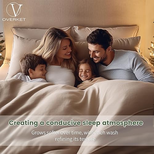 Miniatura 4 de Juego de sábanas 100 % de lino, transpirables y duraderas, 4 piezas, ropa de cama suave para todas las estaciones para personas que duermen con