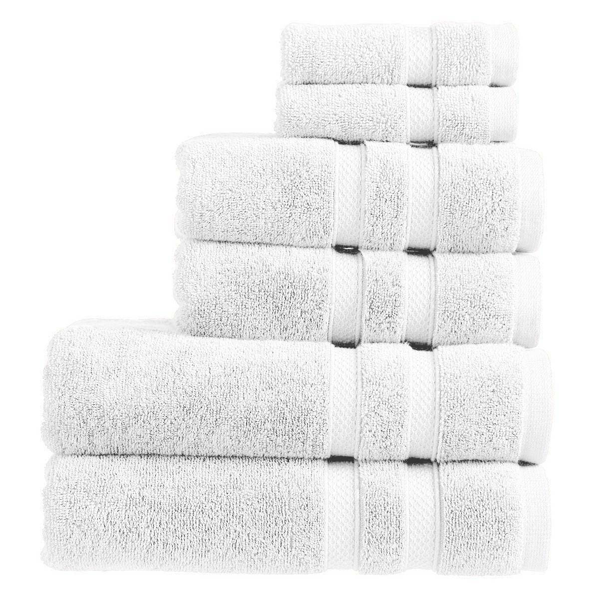 Christy Chroma Towel Set | Set of 6 | 2 Bath 2 Hand 2 Face | Highly Absorbent Heavyweight 675GSM | Bold and Bright | Soft Smooth Bathroom Shower Towels | 100% Cotton | Sustainably Made | White
