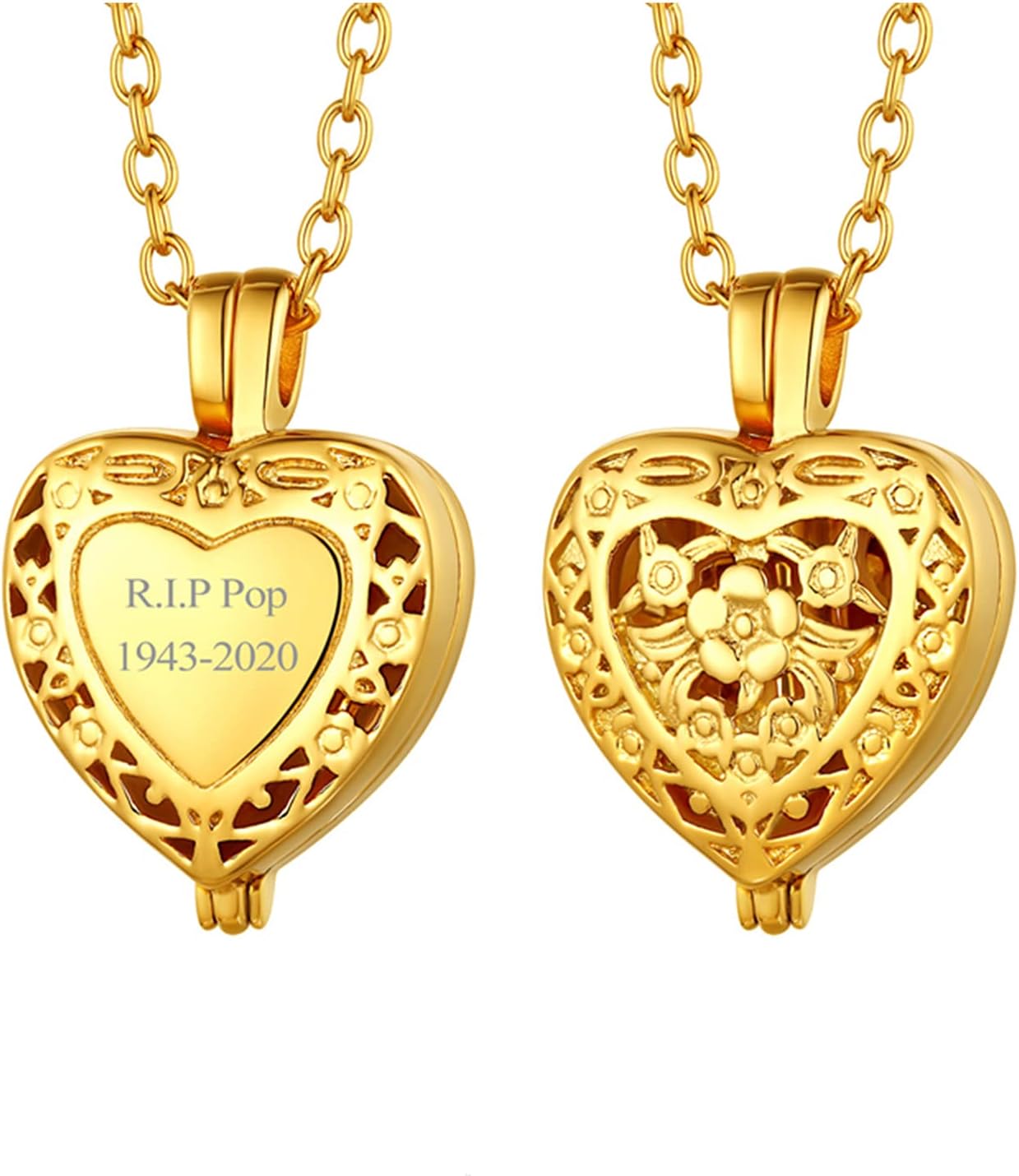 FindChic Customized Heart Shaped Urn Necklaces for Ashes with Custom Picture/Birthstone Stainless Steel/18K Gold Plated Claddagh/Angel Wing Pendant Waterproof Keepsake Cremation Jewelry, with Gift Box