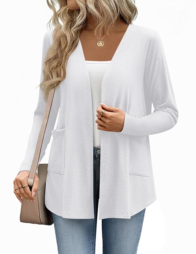 Zeagoo Lightweight Cardigan for Women 2026 Long Sleeve Open Front Casual Cardigans with Pockets