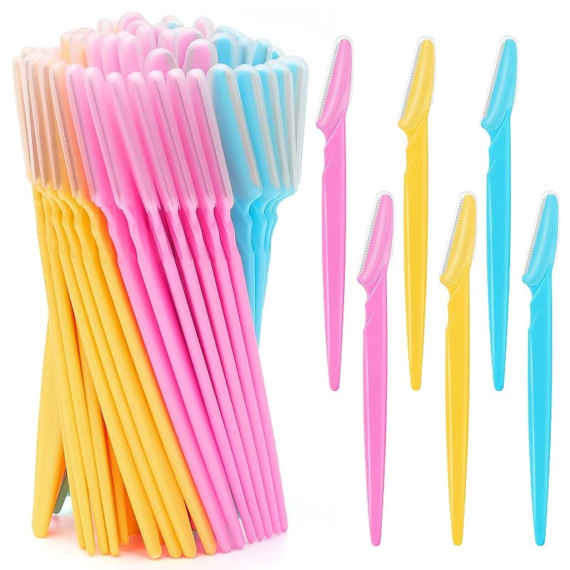 JHZMCRX Aparelhos de Barbear para Sobrancelhas com Capa Protetora, Cores Variadas, Pacote com 66