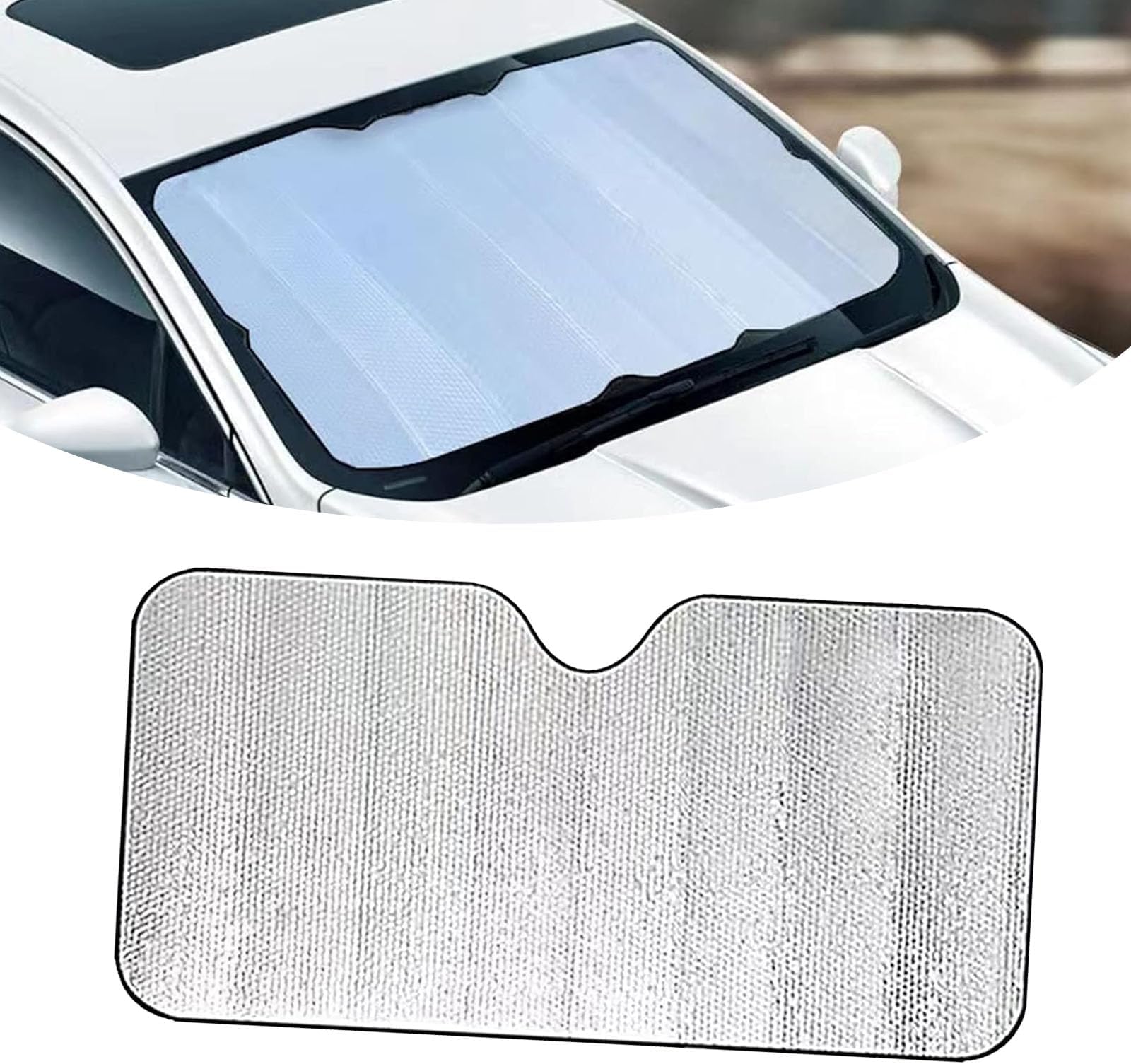 Pack of 1 Car Front Window Sun Protector Cover, 51.1"" x 23.6"" Windshield Sunshade, Auto Interior Protector, Front Windshield Sunscreen Heat Shield (Silver), YVSZYB301SI-130*60